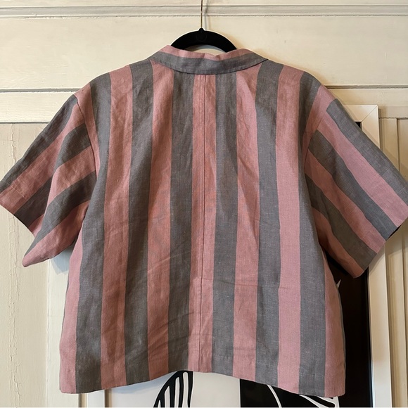 Madewell 100% Linen Resort Shirt Striped size L - Picture 8 of 8